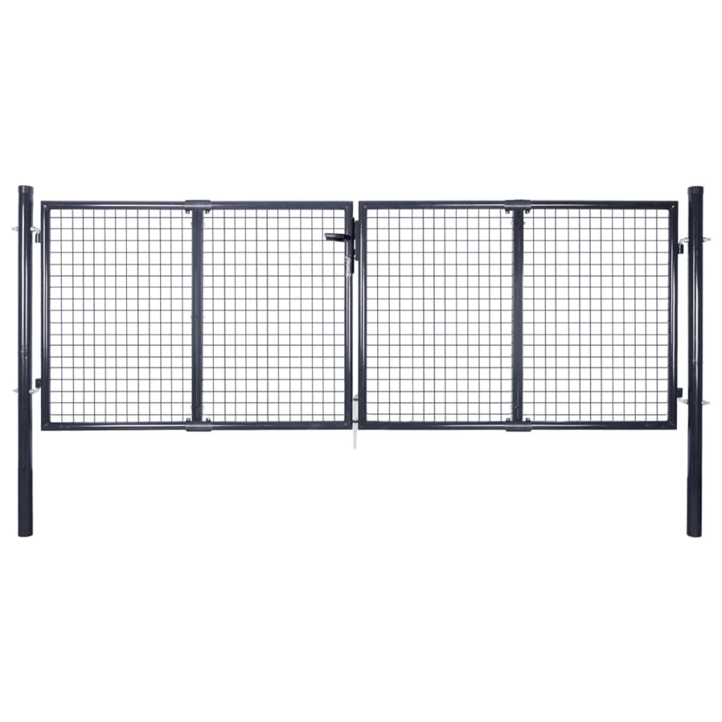 Poartă Din Plasă De Grădină, Gri, 289X, Oțel Galvanizat