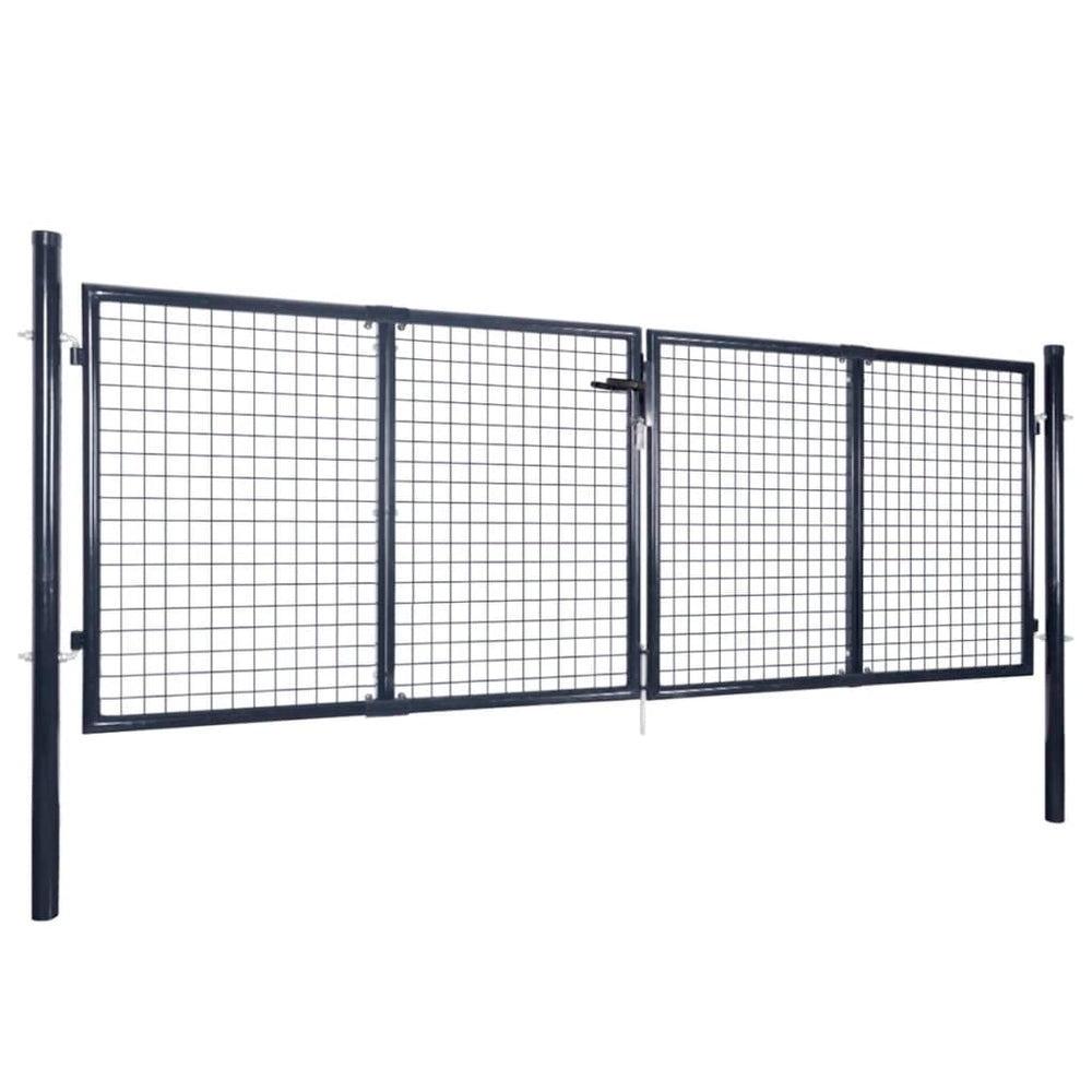 Poartă Din Plasă De Grădină, Gri, 289X, Oțel Galvanizat