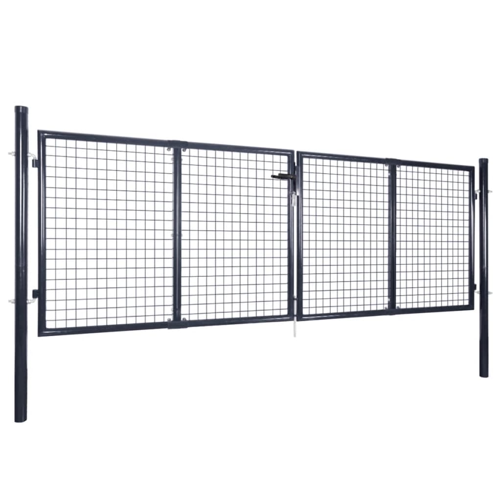 Poartă Din Plasă De Grădină, Gri, 289X, Oțel Galvanizat