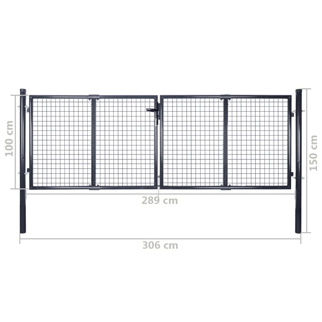 Poartă Din Plasă De Grădină, Gri, 289X, Oțel Galvanizat