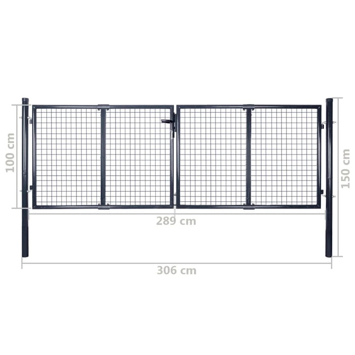 Poartă Din Plasă De Grădină, Gri, 289X, Oțel Galvanizat