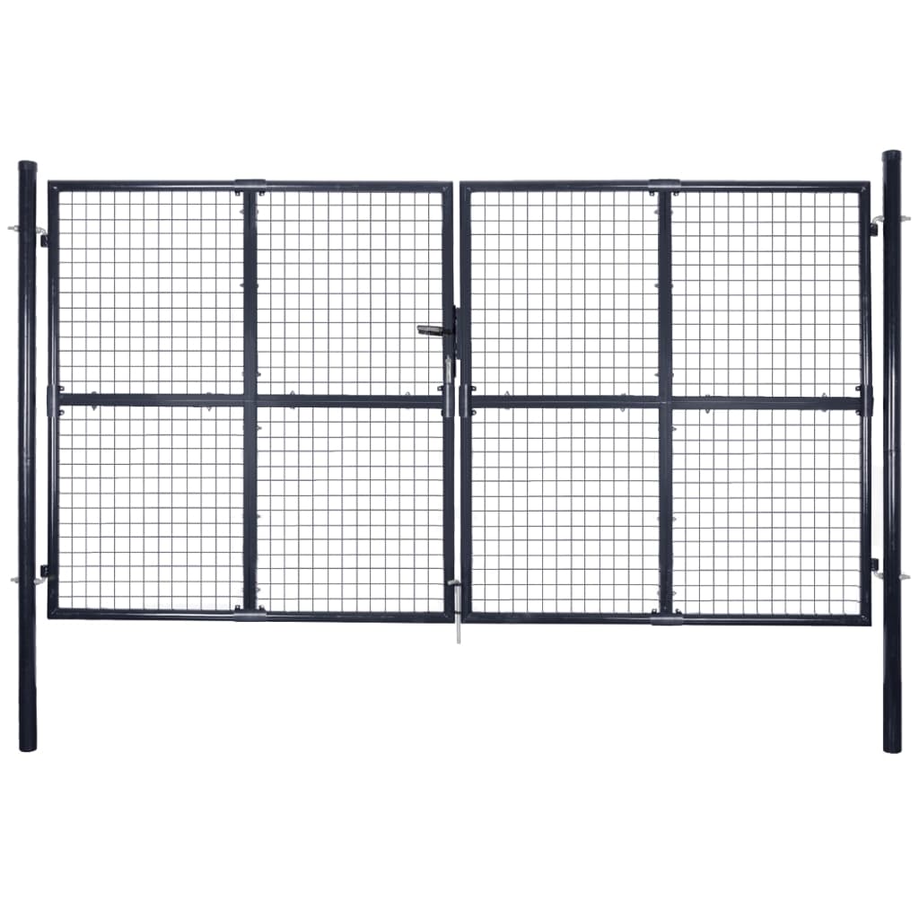 Poartă Din Plasă De Grădină, Gri, 289X, Oțel Galvanizat