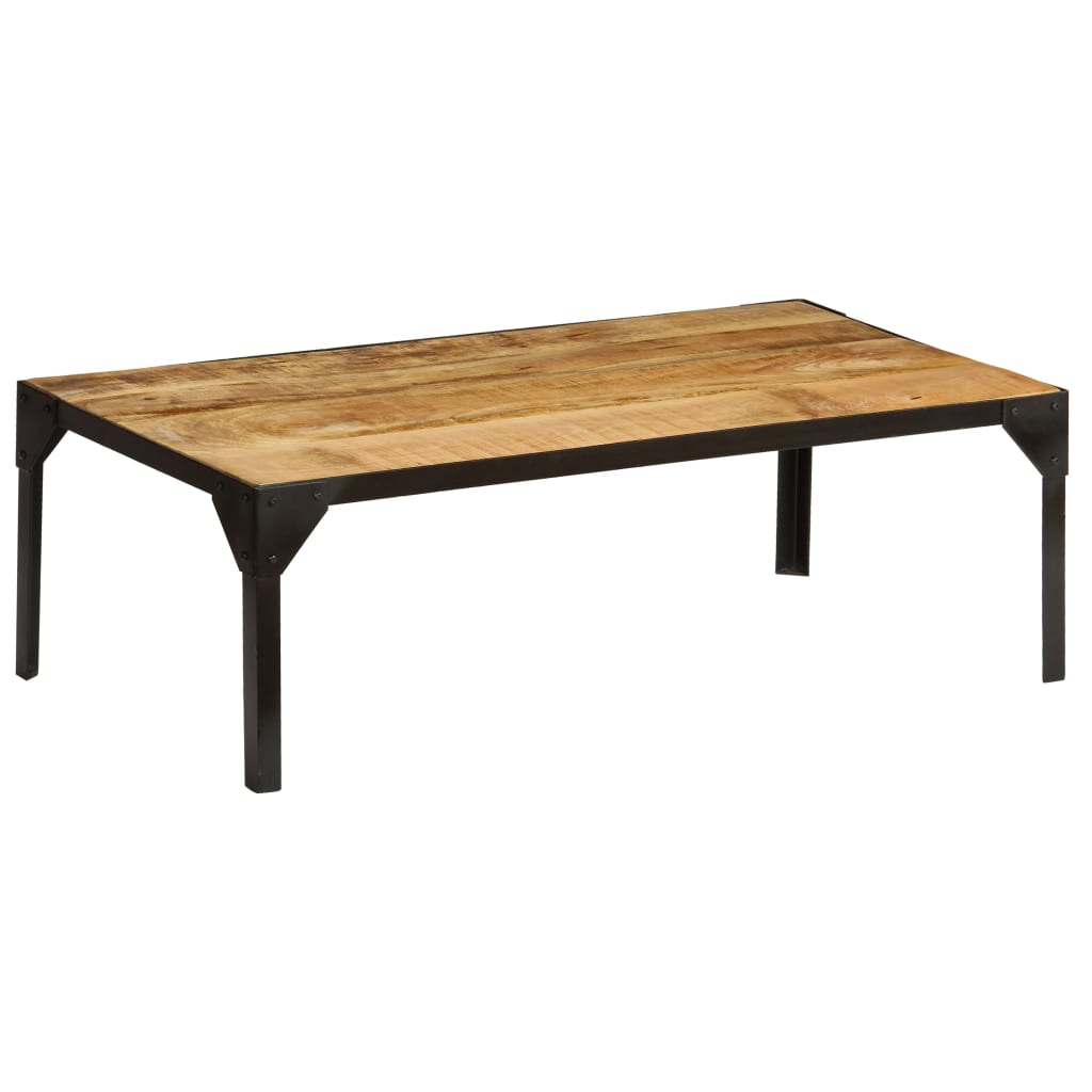 Măsuță De Cafea, 110 Cm, Lemn Masiv De Mango Nefinisat, Oțel