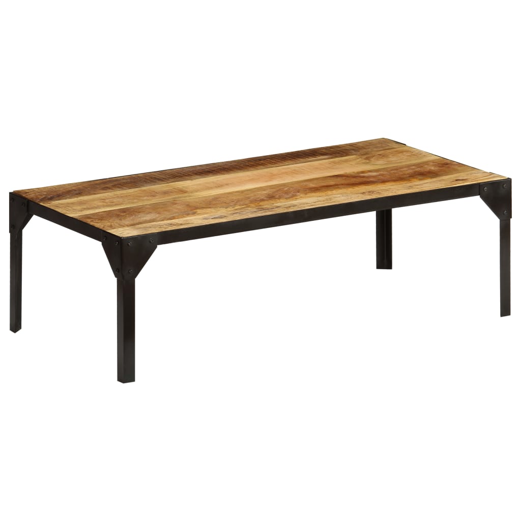 Măsuță De Cafea, 110 Cm, Lemn Masiv De Mango Nefinisat, Oțel