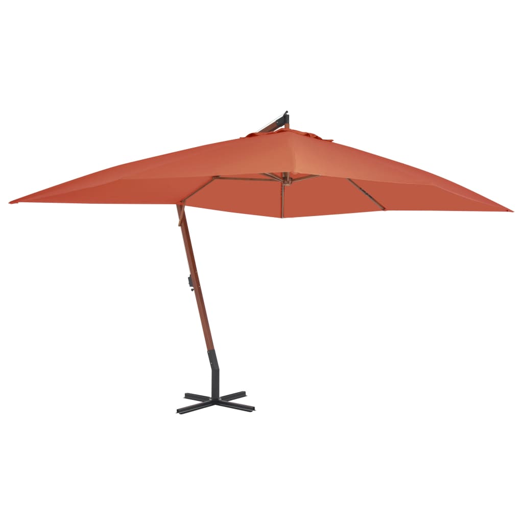 Umbrelă În Consolă Cu Stâlp Din Lemn, , 400 X 300 Cm