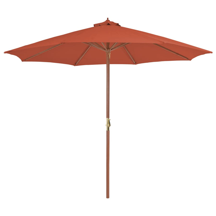 Umbrelă De Exterior Cu Stâlp Din Lemn, 300 Cm, Teracotă