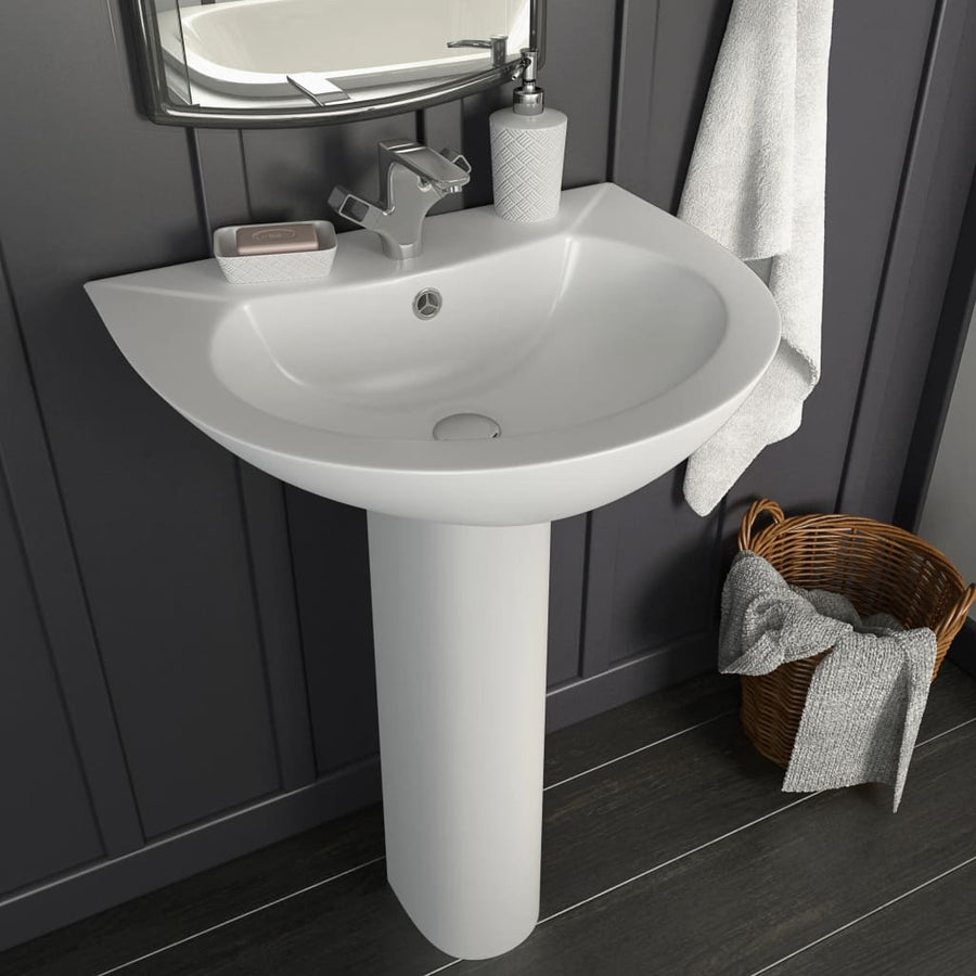 Chiuvetă De Baie Cu Piedestal, Alb, 520X440X190 Mm, Ceramică