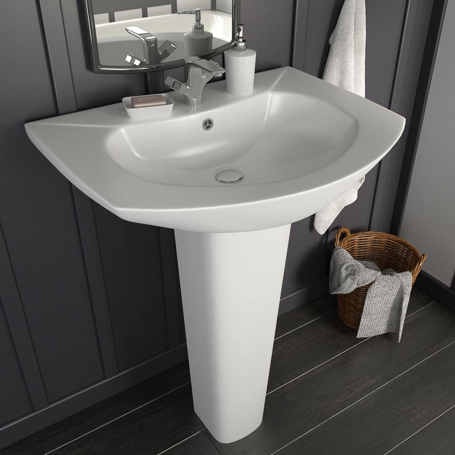 Lavoar Cu Piedestal, Alb, 650 X 520 X 200 Mm, Ceramică