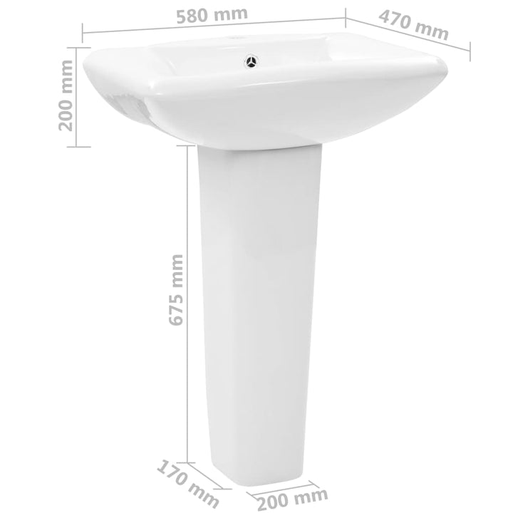 Lavoar Cu Piedestal, Alb, 580 X 470 X 200 Mm, Ceramică