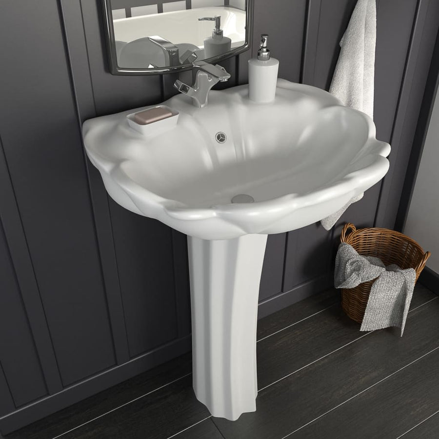 Lavoar Cu Piedestal, Alb, 580 X 510 X 200 Mm, Ceramică