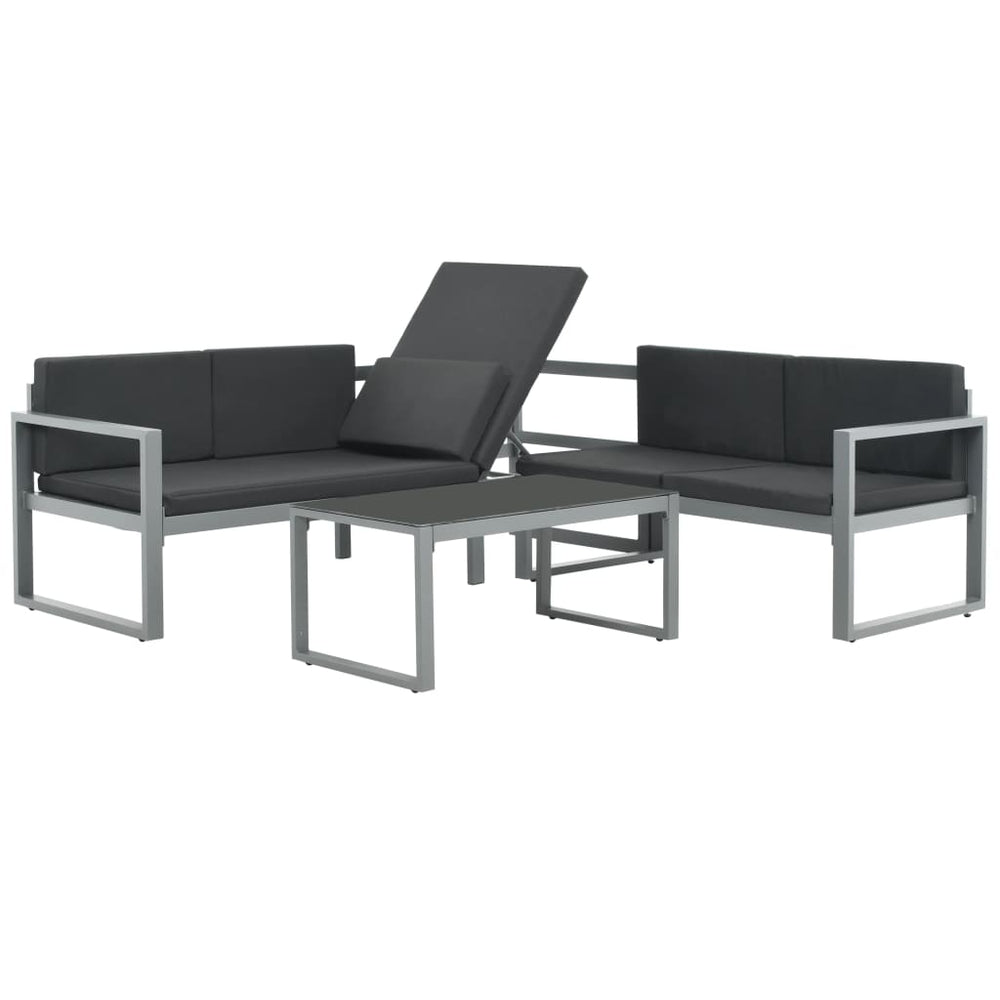 Set Mobilier De Grădină Cu Perne 3 Piese Negru Aluminiu