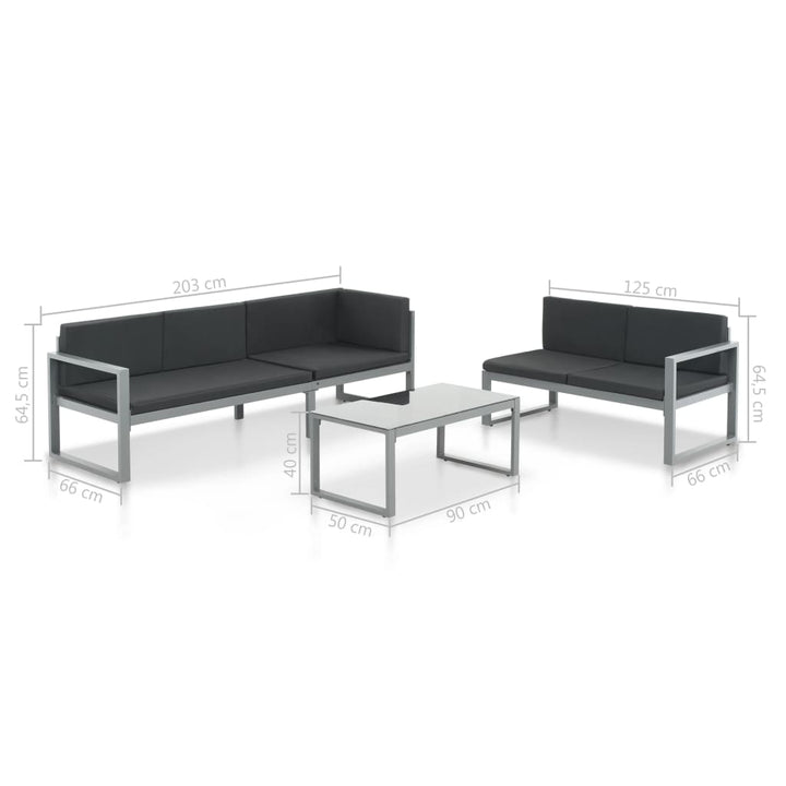 Set Mobilier De Grădină Cu Perne 3 Piese Negru Aluminiu