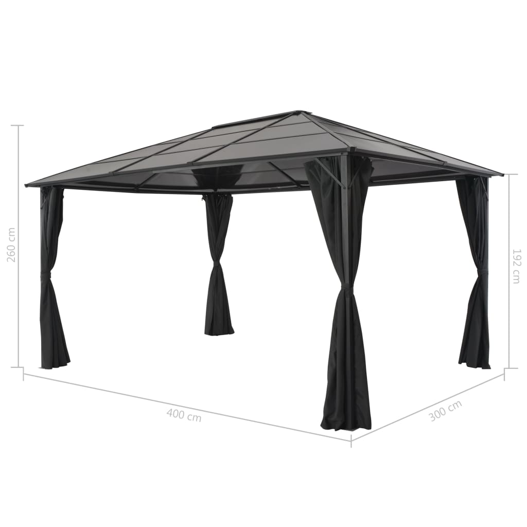 Pavilion Cu Perdea, Negru, 4 X 3 X 2,6 M, Aluminiu
