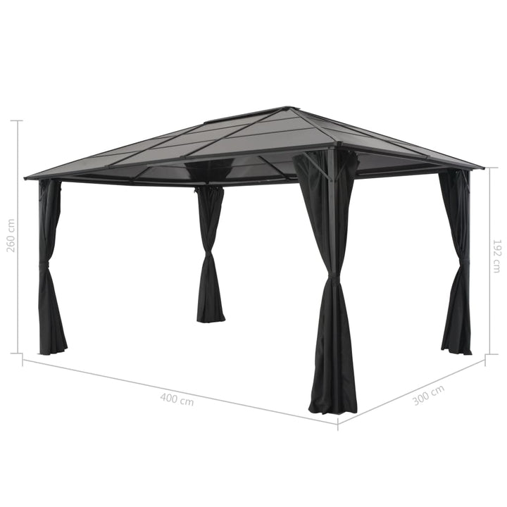 Pavilion Cu Perdea, Negru, 4 X 3 X 2,6 M, Aluminiu