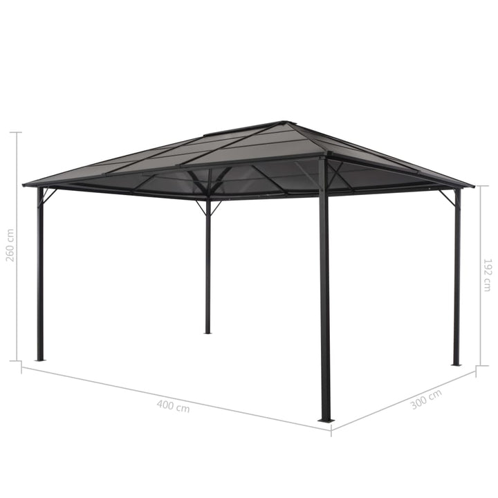 Pavilion Cu Acoperiș, Negru, 4 X 3 X 2,6 M, Aluminiu