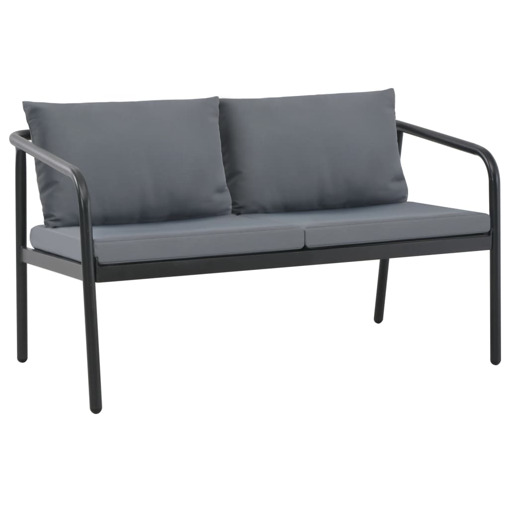 Canapea De Grădină Cu 2 Locuri, Cu Perne, Gri, Aluminiu