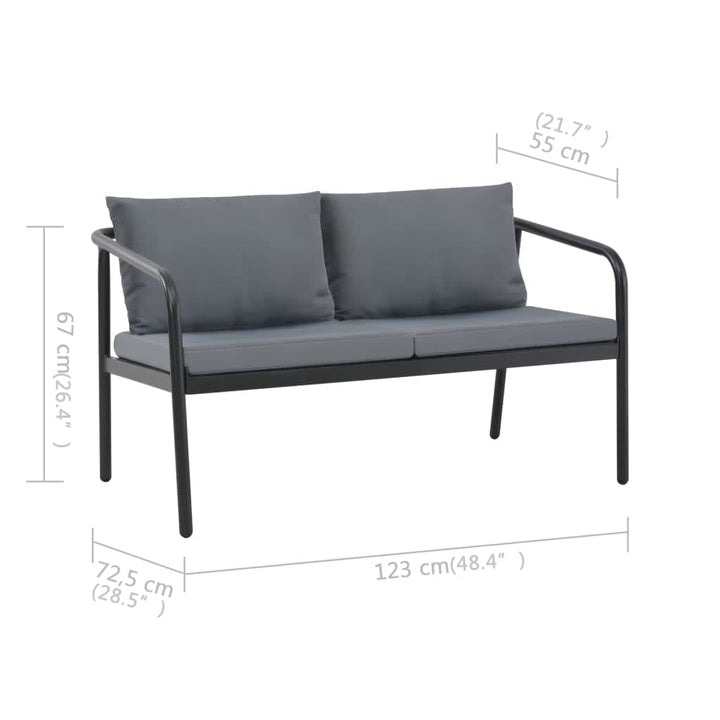 Canapea De Grădină Cu 2 Locuri, Cu Perne, Gri, Aluminiu