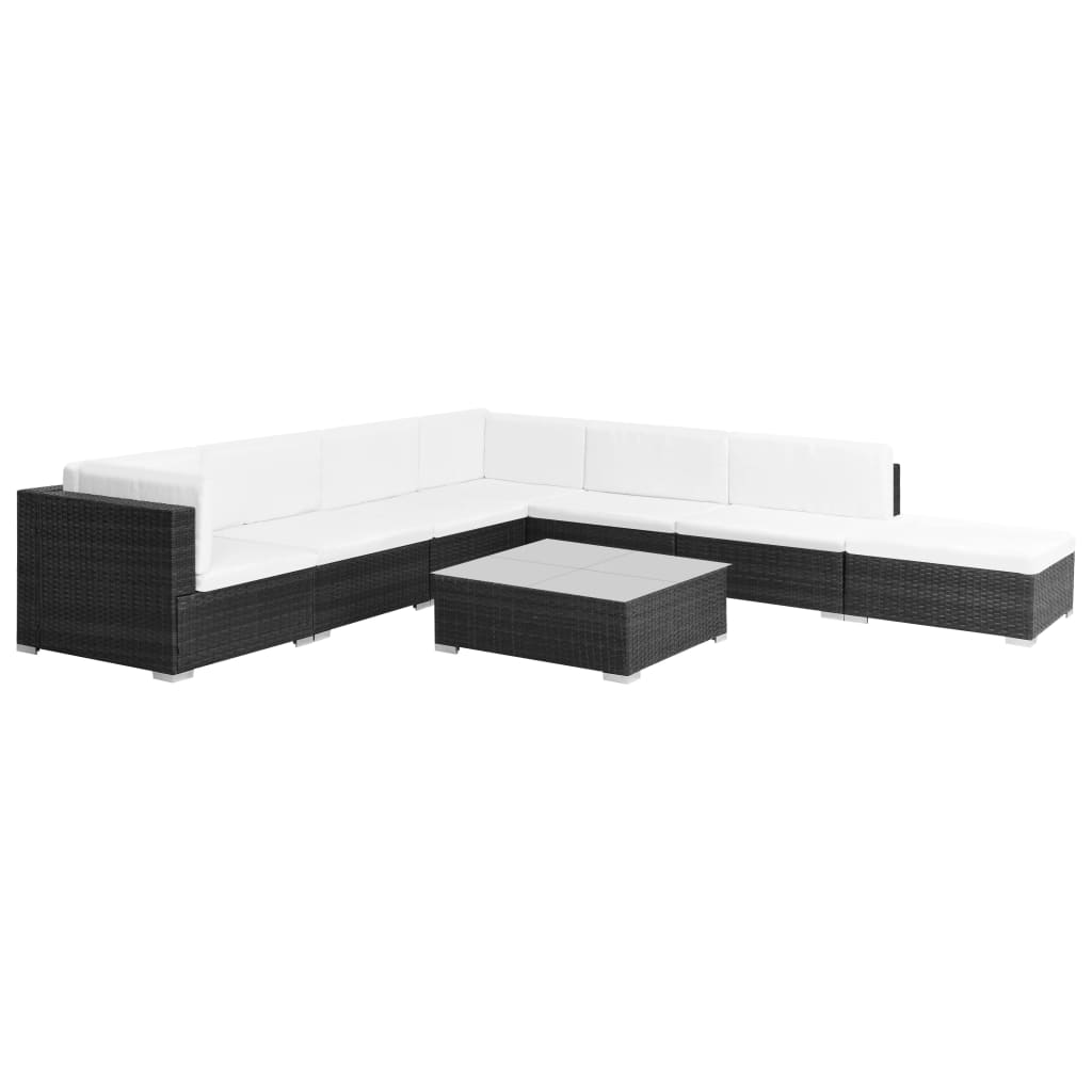 Set Mobilier De Grădină Cu Perne, 8 Piese, , Poliratan