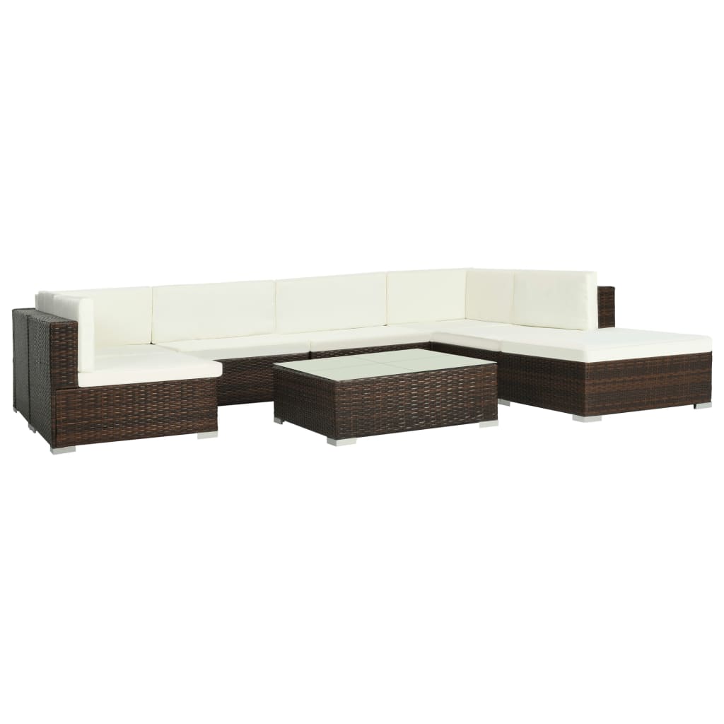Set Mobilier De Grădină Cu Perne, 8 Piese, , Poliratan