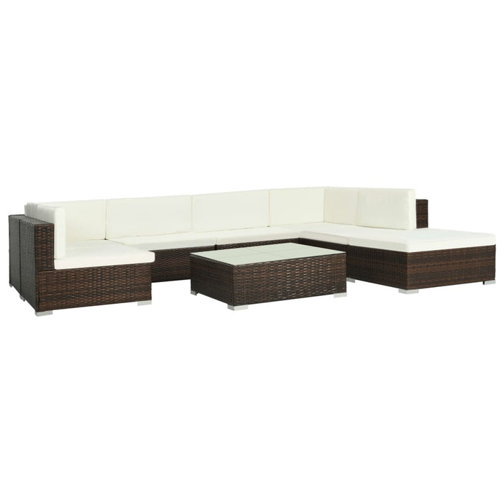 Set Mobilier De Grădină Cu Perne, 8 Piese, , Poliratan