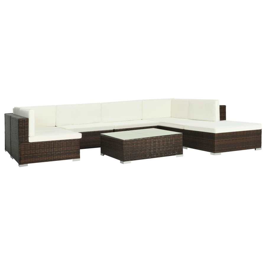 Set Mobilier De Grădină Cu Perne, 8 Piese, , Poliratan