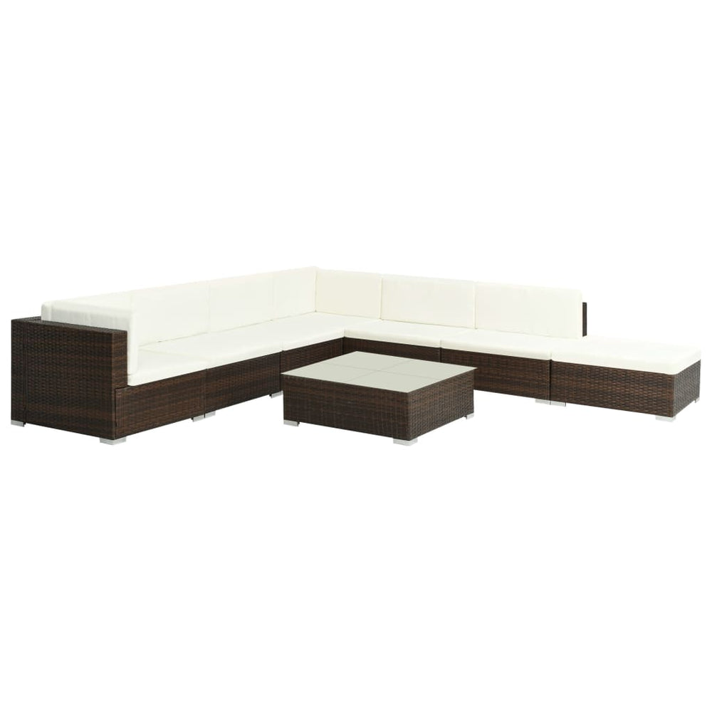 Set Mobilier De Grădină Cu Perne, 8 Piese, , Poliratan