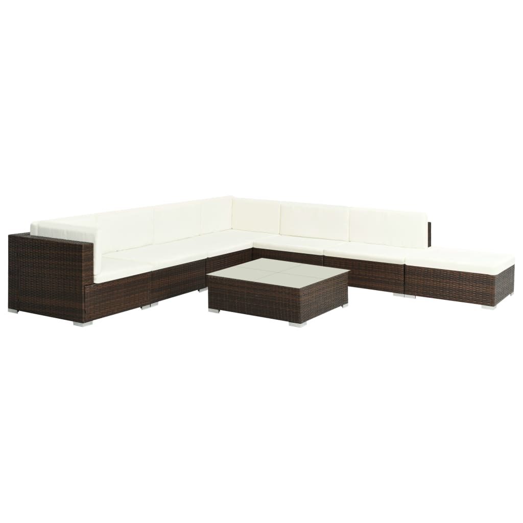 Set Mobilier De Grădină Cu Perne, 8 Piese, , Poliratan