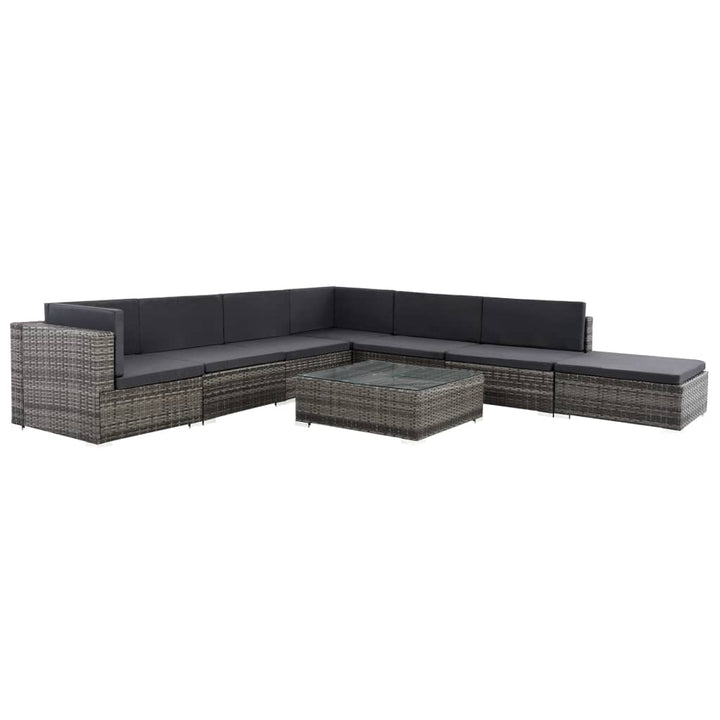 Set Mobilier De Grădină Cu Perne, 8 Piese, , Poliratan