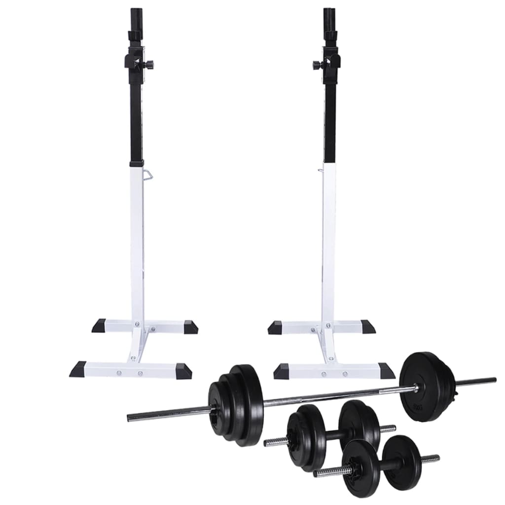 Suport Haltere Genuflexiuni Cu Halteră Și Set Gantere 30,5 Kg