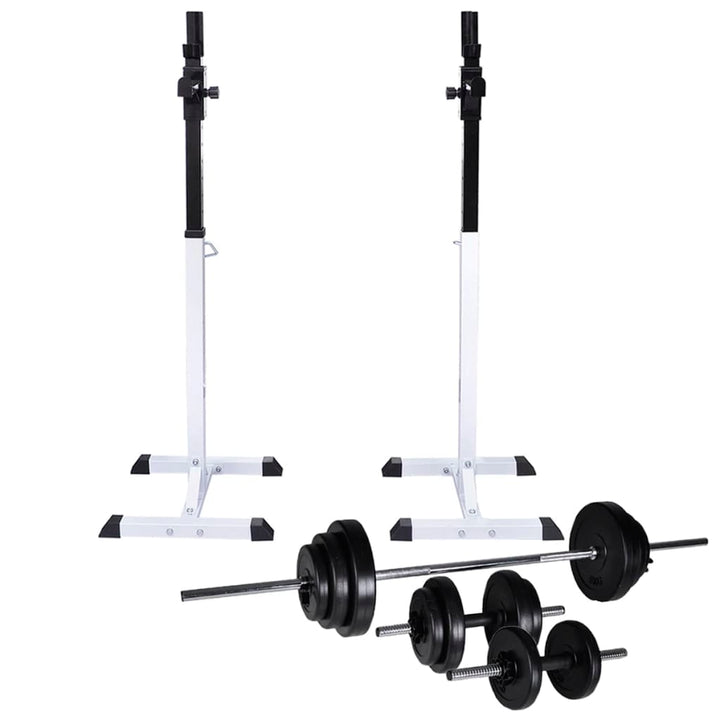 Suport Haltere Genuflexiuni Cu Halteră Și Set Gantere 30,5 Kg