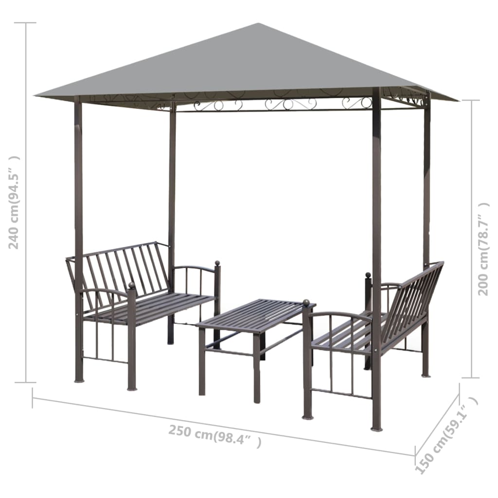 Pavilion De Grădină Cu Masă Și Bănci, , 2,5X1,5X2,4 M
