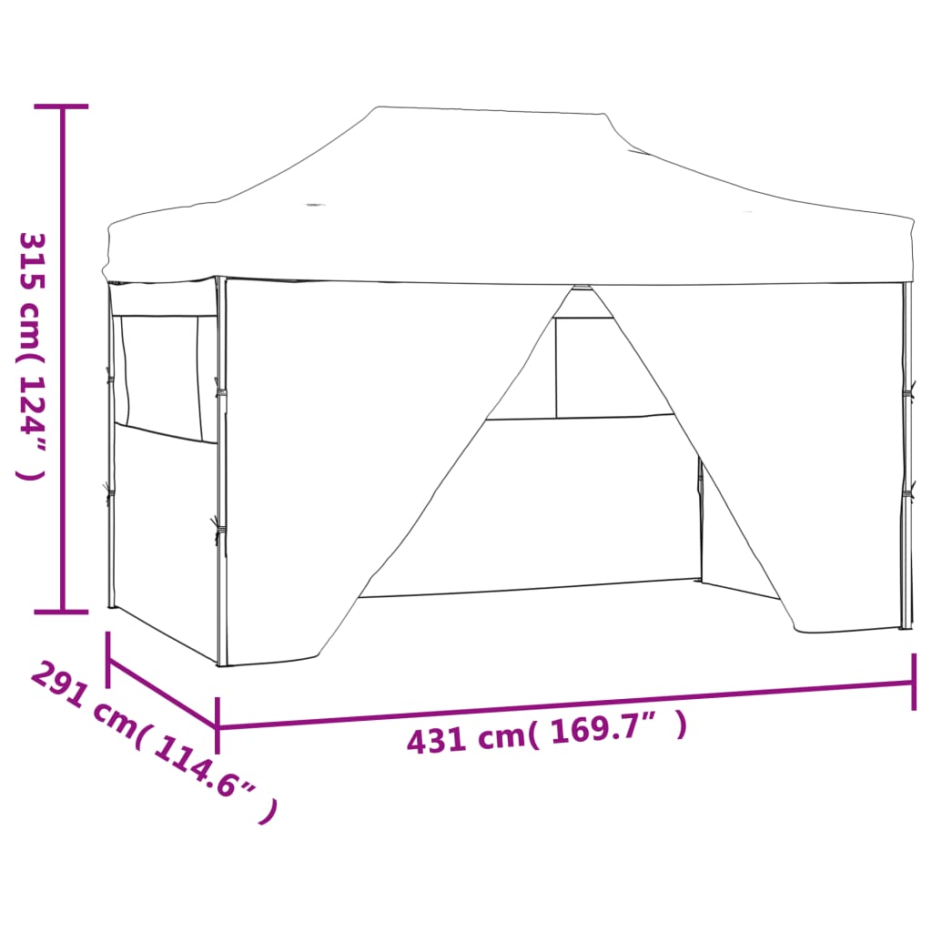 Cort Pliabil Pop Up Cu 4 Pereți Laterali, , 3 X 4,5 M