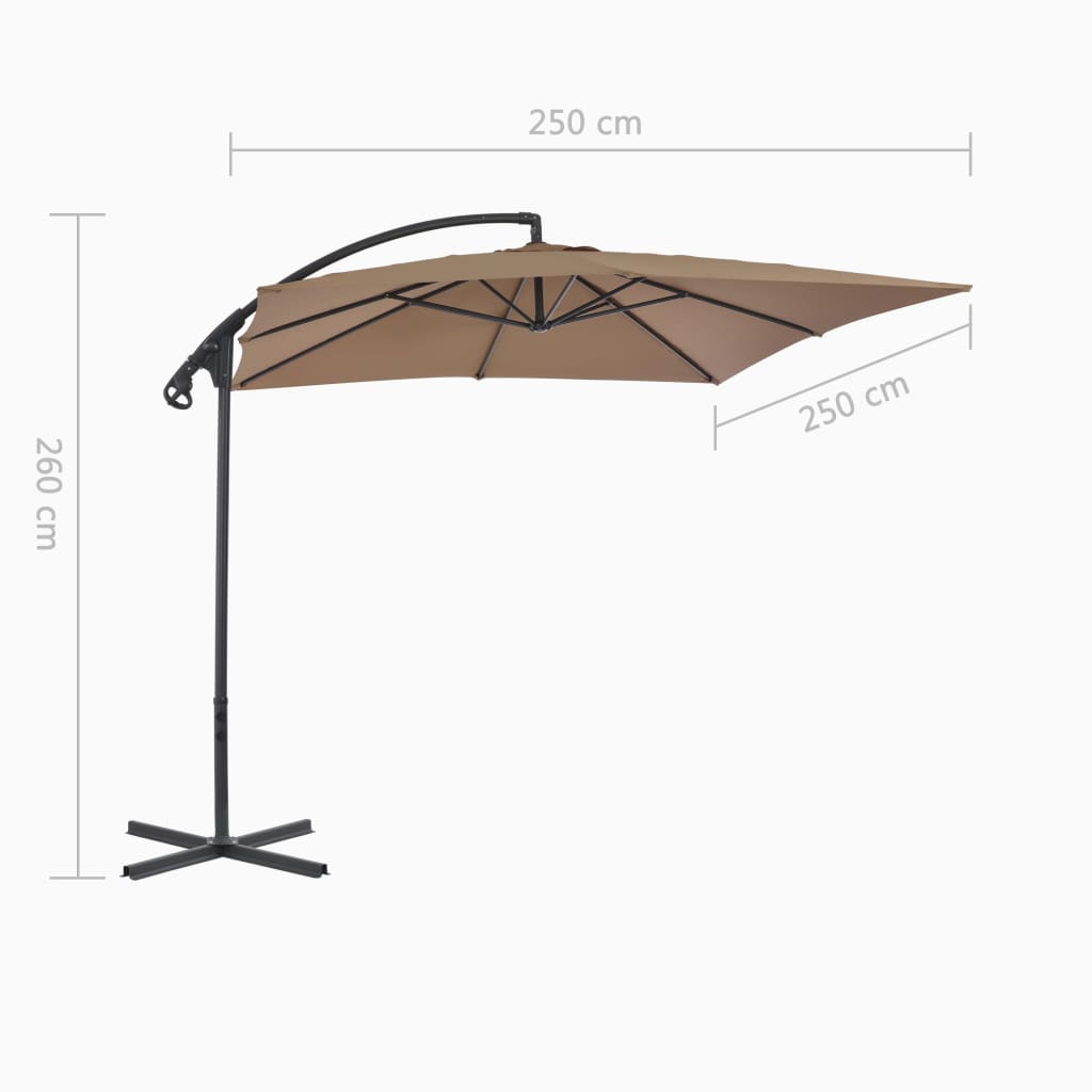 Umbrelă În Consolă Cu Stâlp Din Oțel, Taupe, 250X250 Cm