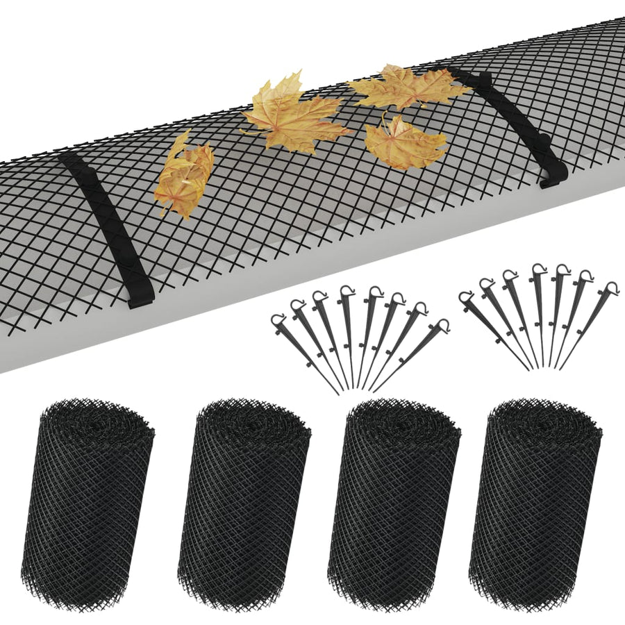 Plasă De Jgheab Cu Cleme, 4 Buc., 1,08 ㎡, Hdpe