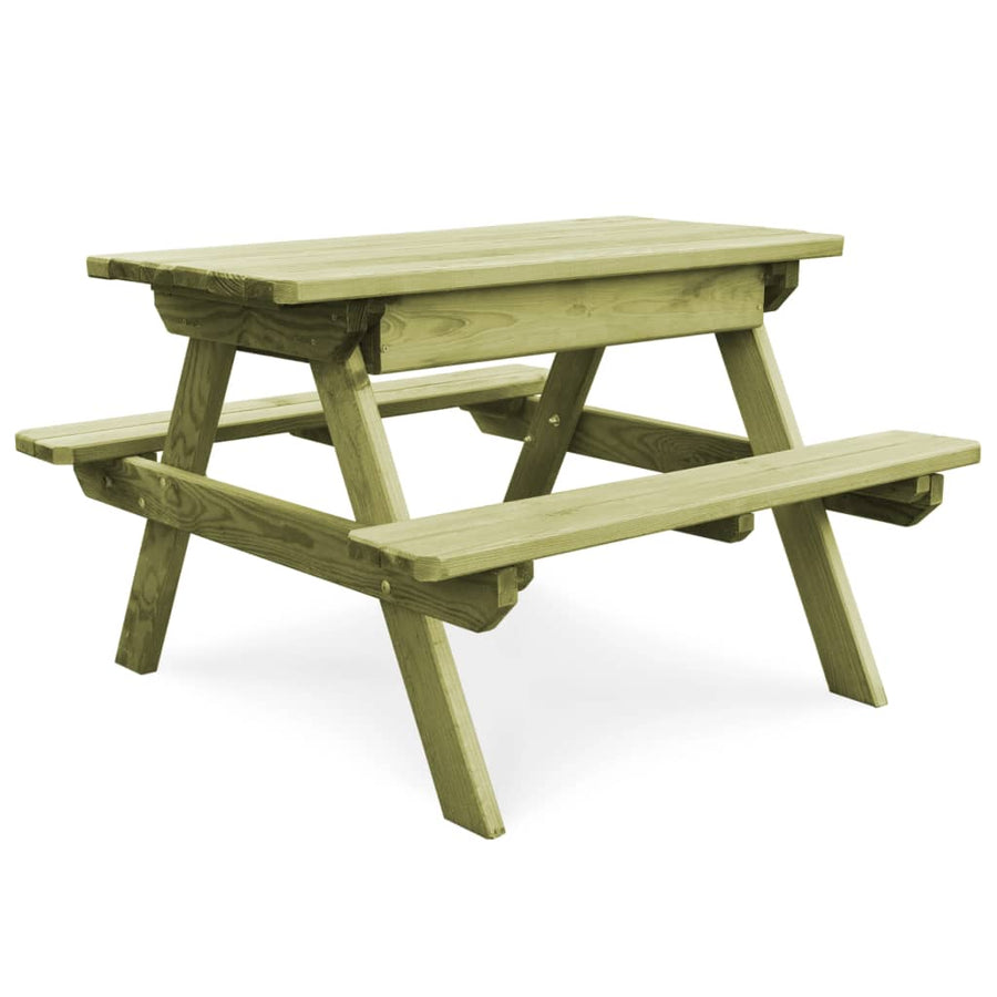 Masă De Picnic Cu Bănci De Copii, 90X90X58 Cm, Lemn Pin Tratat