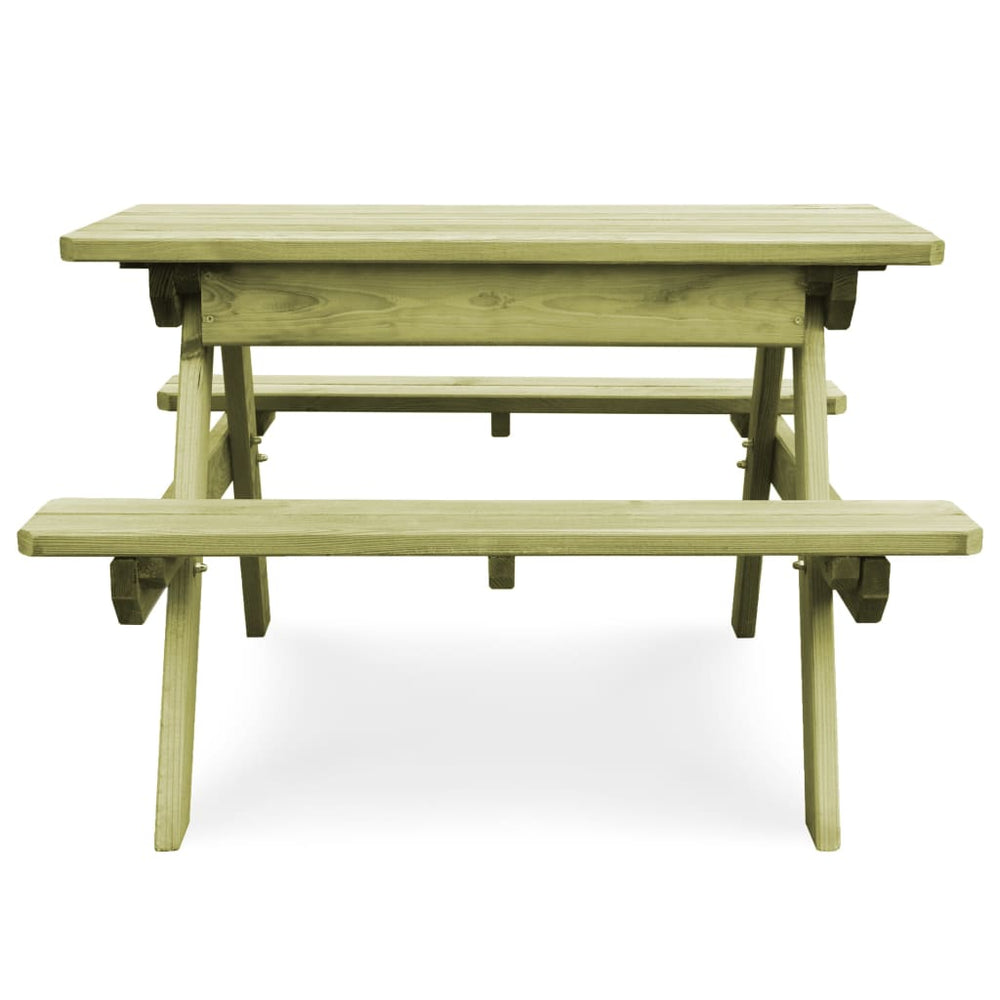 Masă De Picnic Cu Bănci De Copii, 90X90X58 Cm, Lemn Pin Tratat