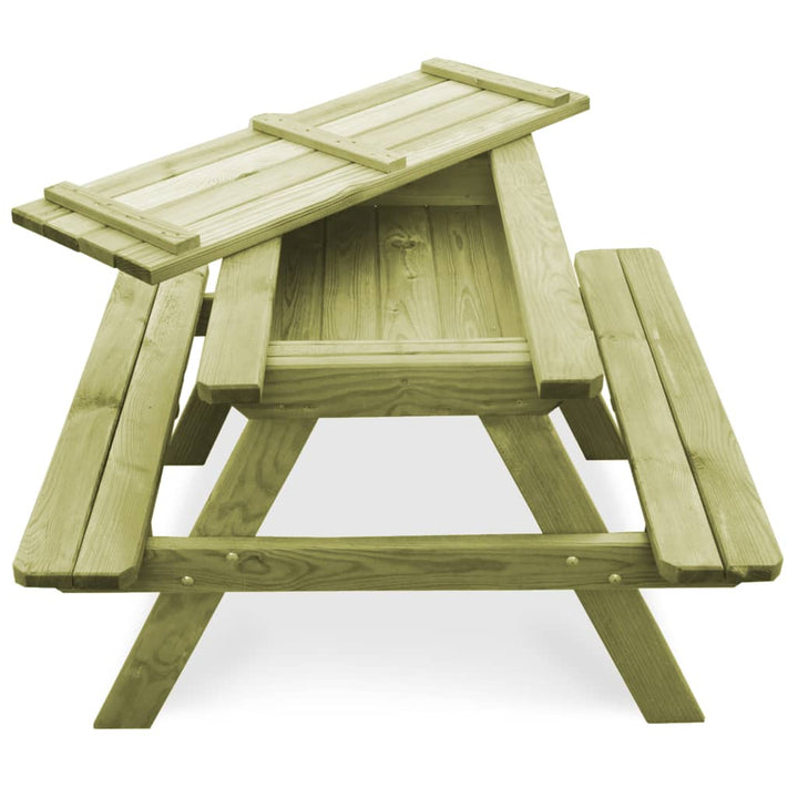 Masă De Picnic Cu Bănci De Copii, 90X90X58 Cm, Lemn Pin Tratat