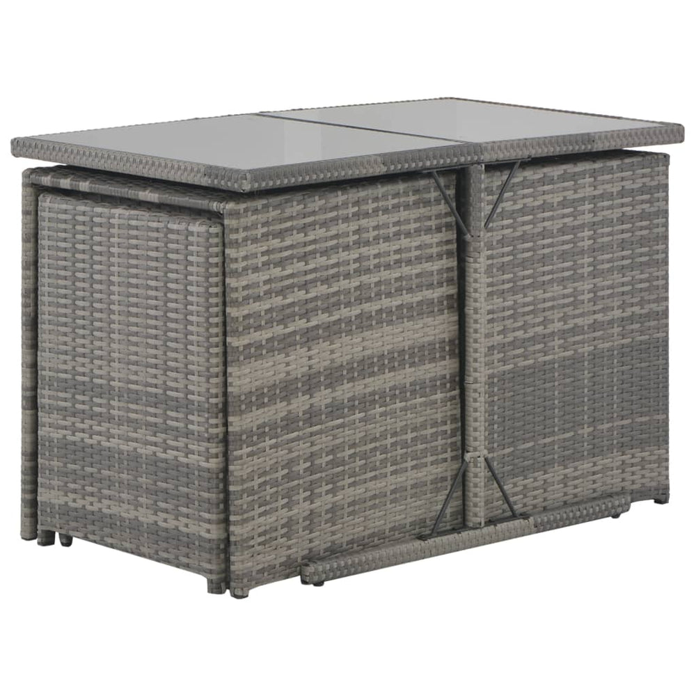 Set Mobilier De Exterior Cu Perne, 7 Piese, Gri, Poliratan