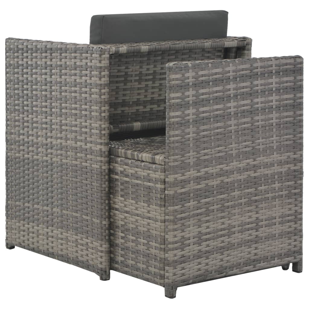 Set Mobilier De Exterior Cu Perne, 7 Piese, Gri, Poliratan
