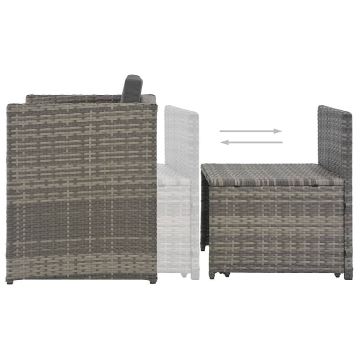 Set Mobilier De Exterior Cu Perne, 7 Piese, Gri, Poliratan