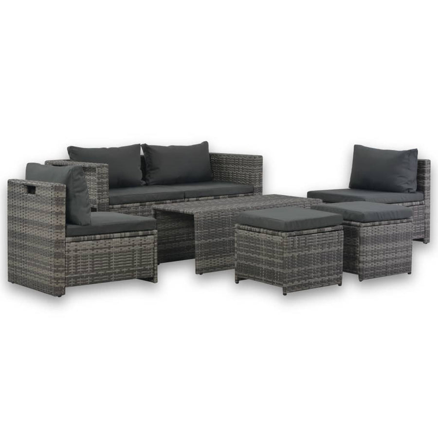 Set Mobilier De Grădină Cu Perne, 6 Piese, , Poliratan