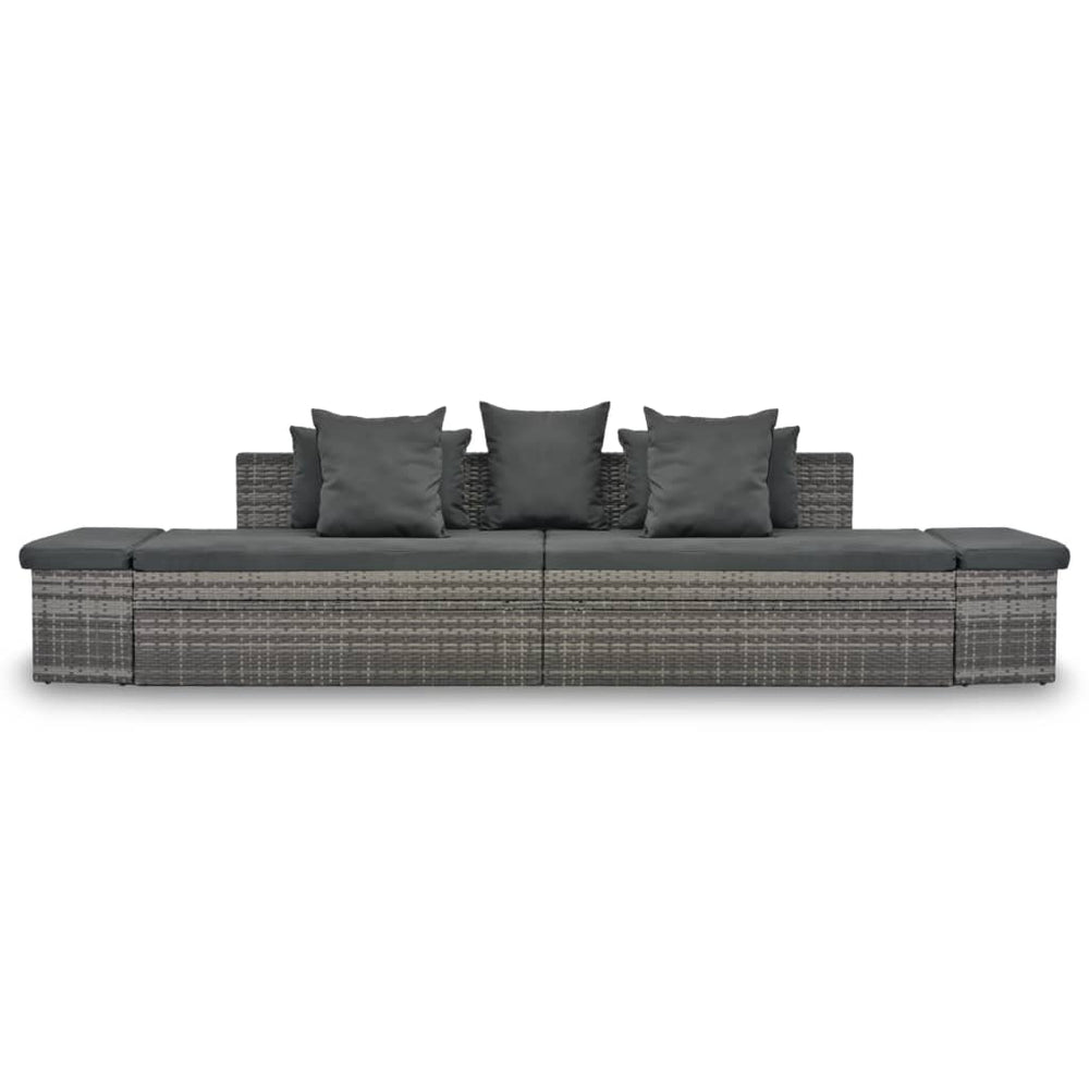 Set Mobilier De Grădină Cu Perne, 4 Piese, Gri, Poliratan