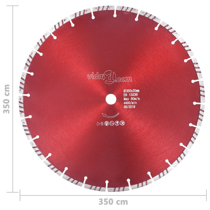 Disc Diamantat De Tăiere Cu Turbo, Oțel, 350 Mm
