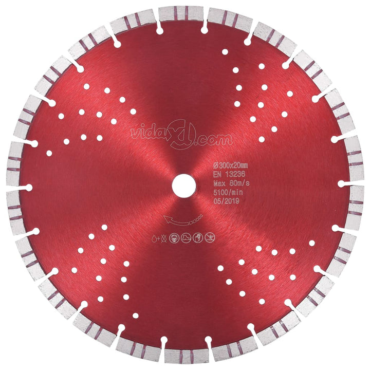 Disc Diamantat De Tăiere Cu Segmente Turbo Și Găuri Oțel 350 Mm