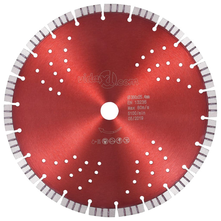 Disc Diamantat De Tăiere Cu Segmente Turbo Și Găuri Oțel 350 Mm