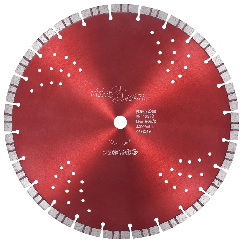 Disc Diamantat De Tăiere Cu Segmente Turbo Și Găuri Oțel 350 Mm
