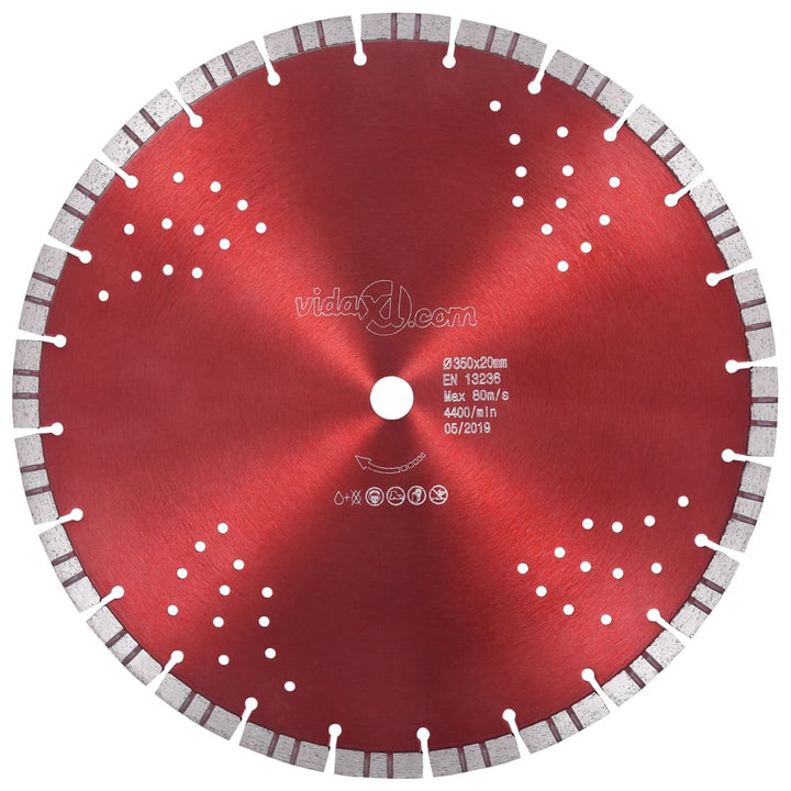 Disc Diamantat De Tăiere Cu Segmente Turbo Și Găuri Oțel 350 Mm