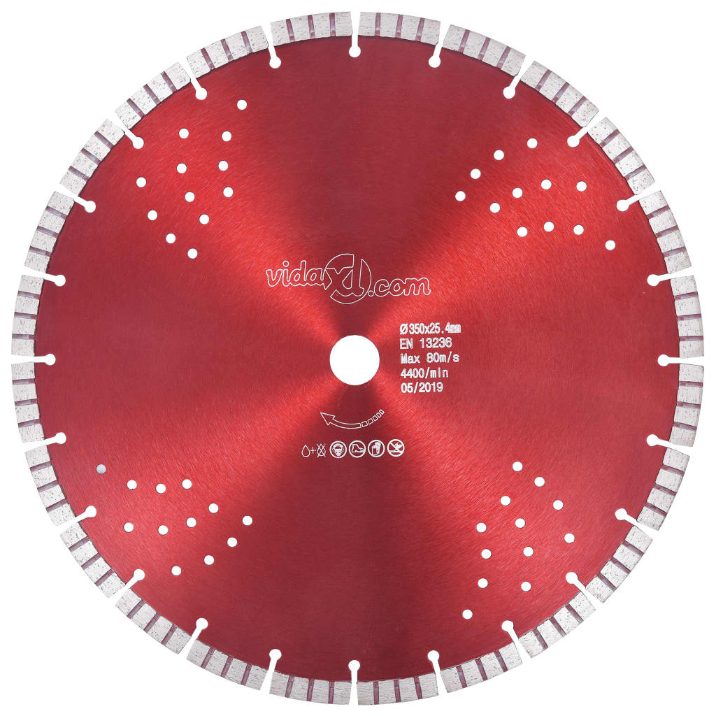 Disc Diamantat De Tăiere Cu Segmente Turbo Și Găuri Oțel 350 Mm