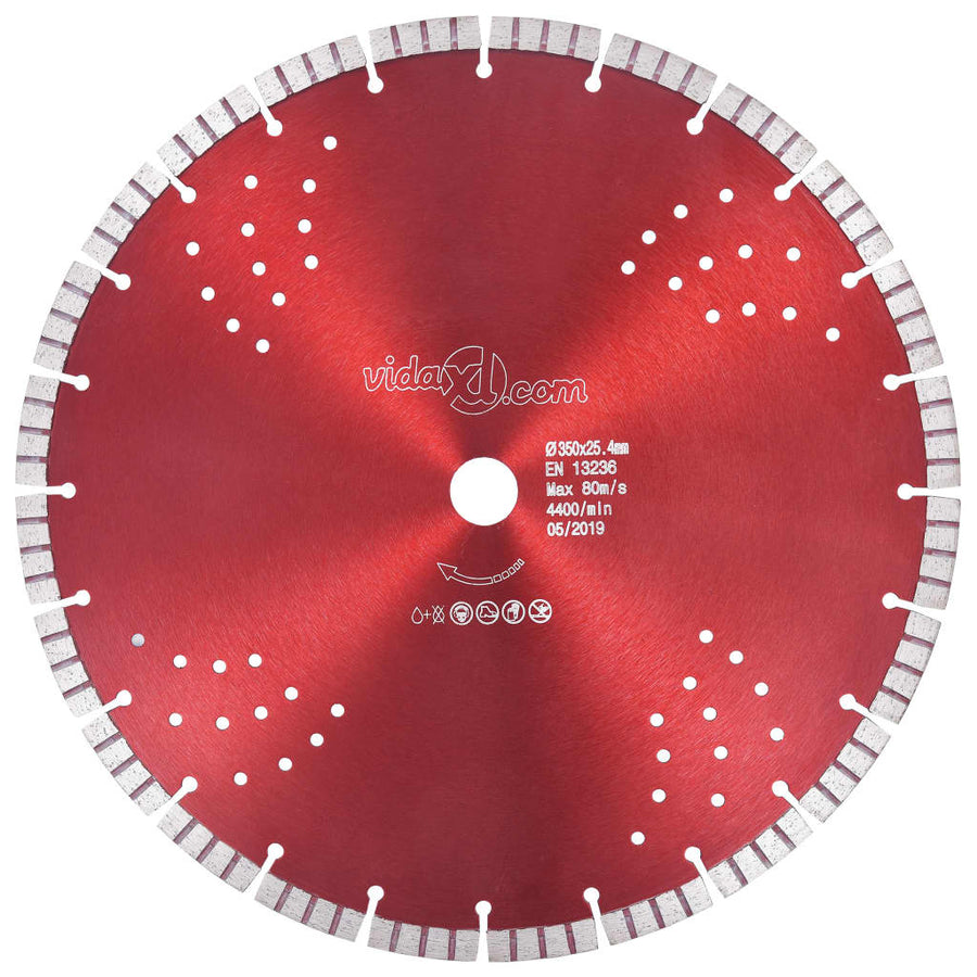 Disc Diamantat De Tăiere Cu Segmente Turbo Și Găuri Oțel 350 Mm
