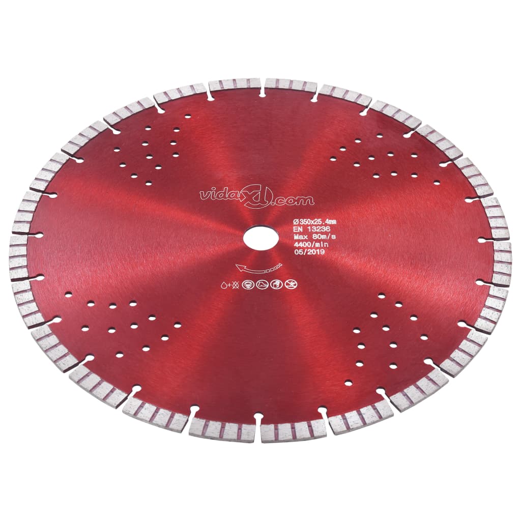 Disc Diamantat De Tăiere Cu Segmente Turbo Și Găuri Oțel 350 Mm